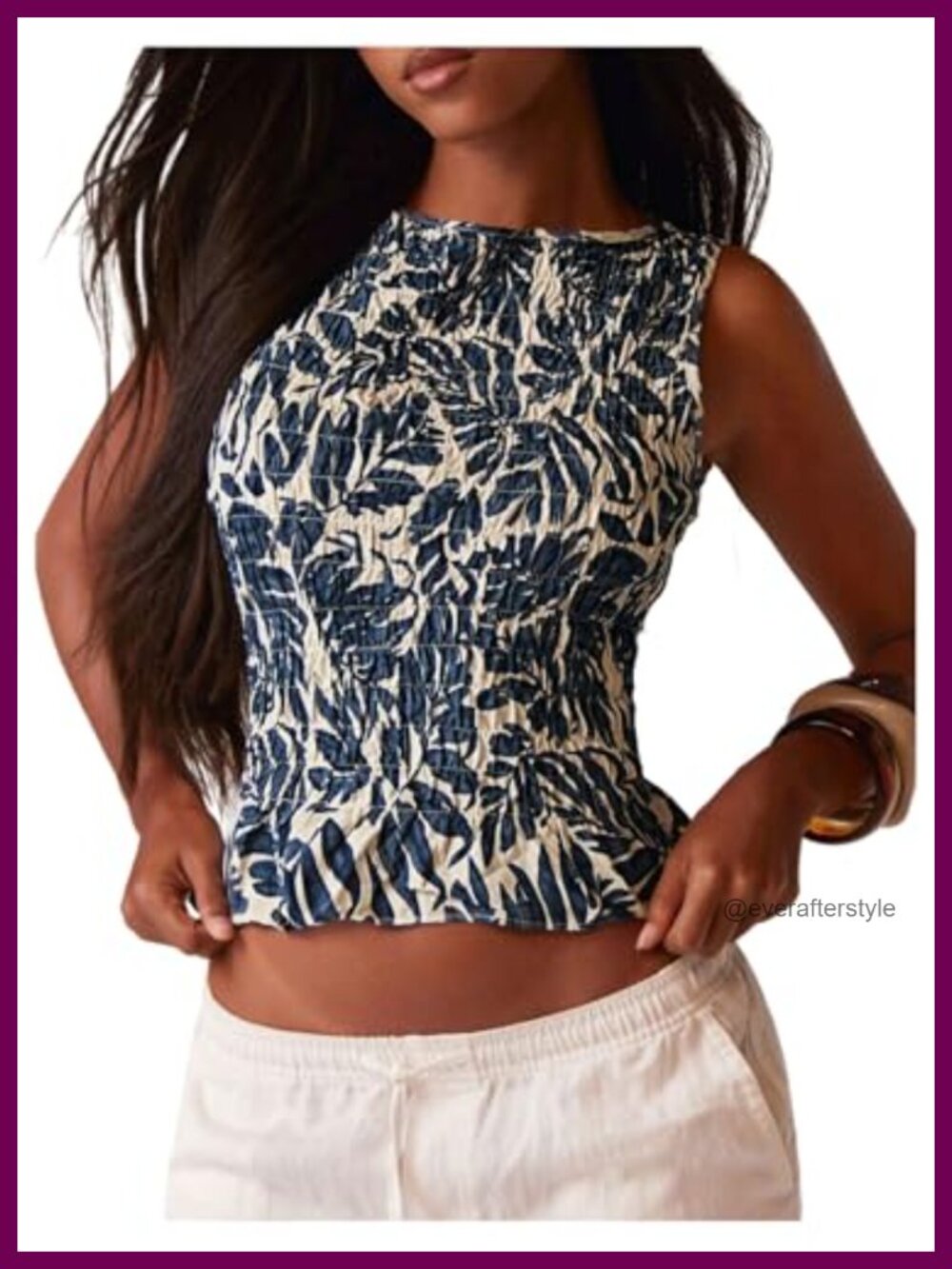 Boho Ruffle Slim Fit Tank Top Sleeveless Round Neck Women's Summer Top